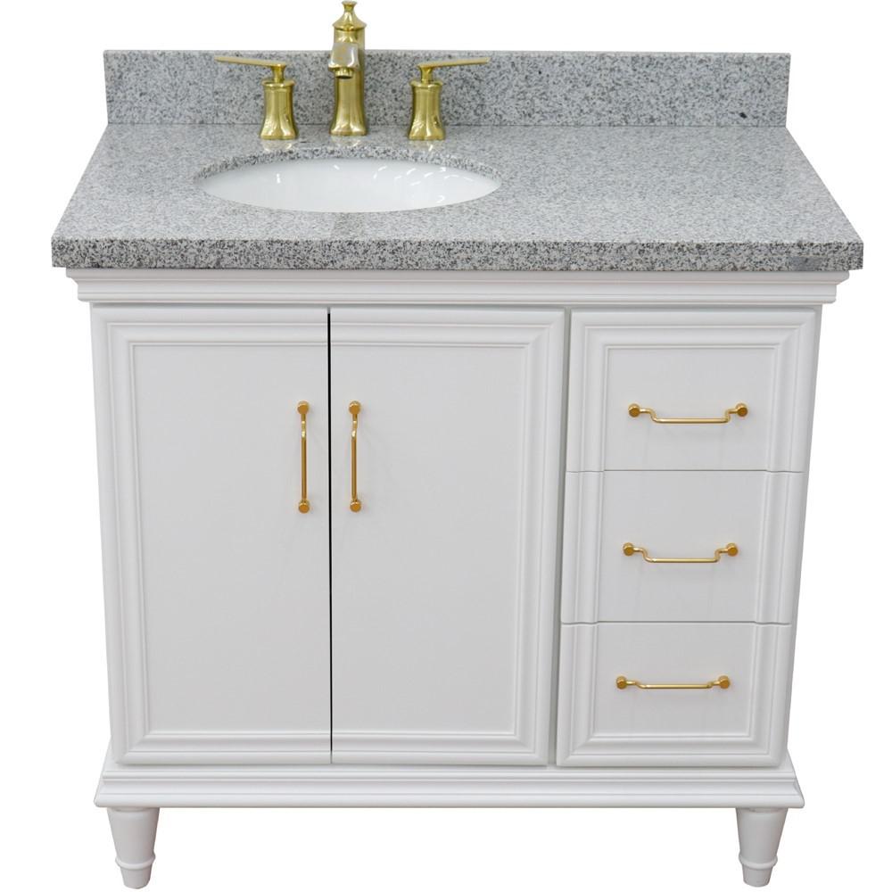 Single vanity in White with Gray granite and oval sink- Left door/Left sink. Picture 11