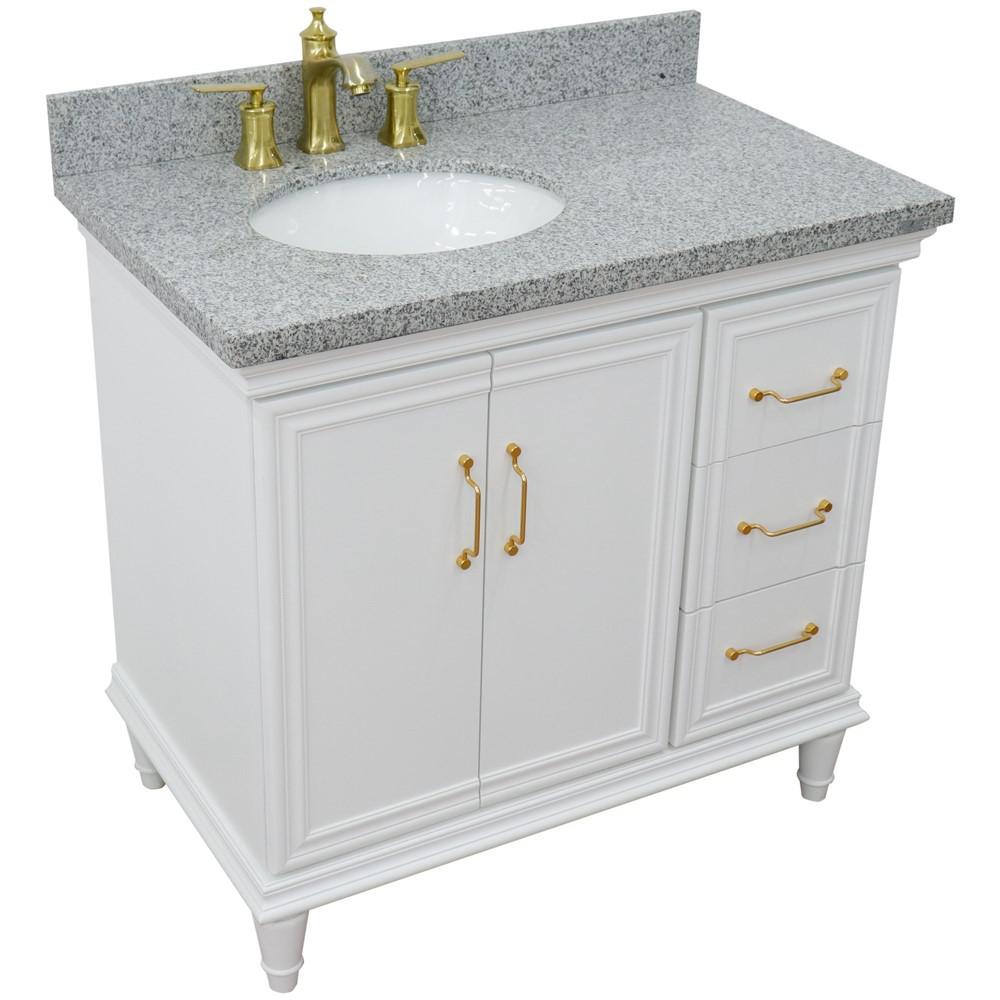 Single vanity in White with Gray granite and oval sink- Left door/Left sink. Picture 12