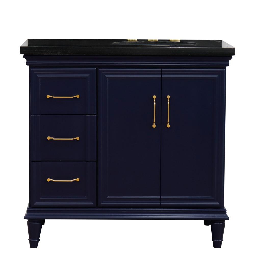 Single vanity in Blue with Black galaxy and oval sink- Right door/Right sink. Picture 13