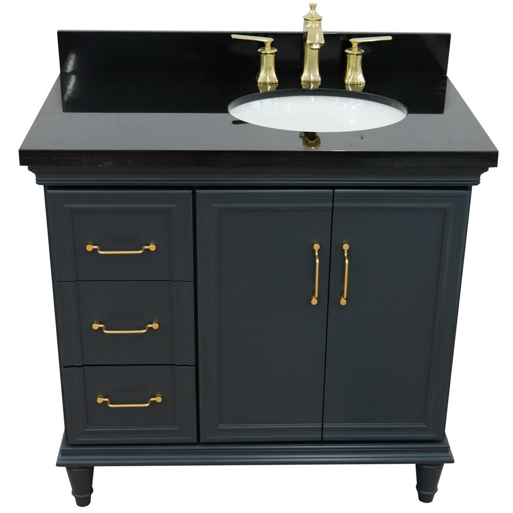 Single vanity in Dark Gray with Black galaxy and oval sink. Picture 11