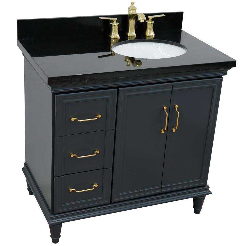 Single vanity in Dark Gray with Black galaxy and oval sink. Picture 12