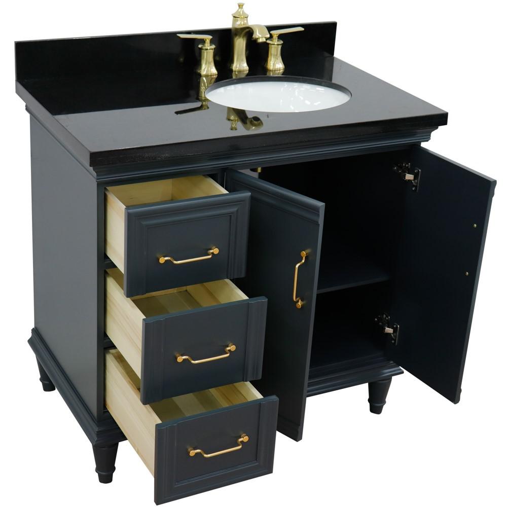 Single vanity in Dark Gray with Black galaxy and oval sink. Picture 13
