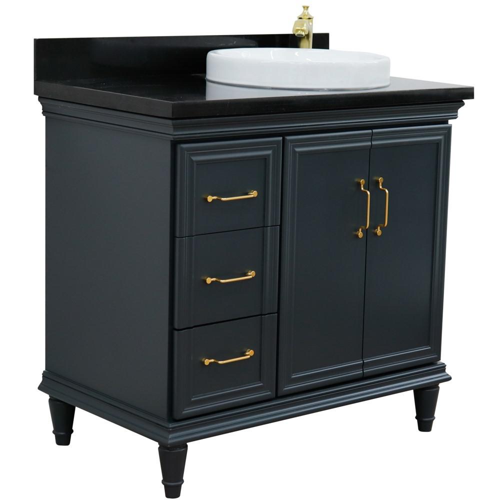 Single vanity in Dark Gray with Black galaxy and round sink. Picture 6
