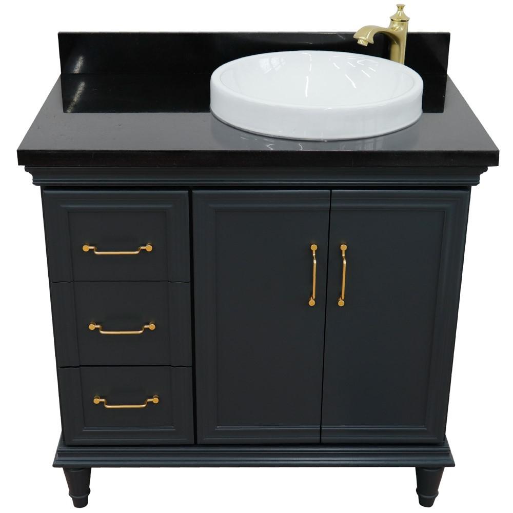 Single vanity in Dark Gray with Black galaxy and round sink. Picture 11