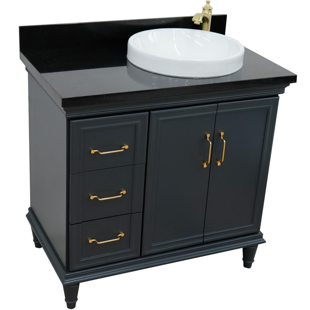 Single vanity in Dark Gray with Black galaxy and round sink. Picture 12