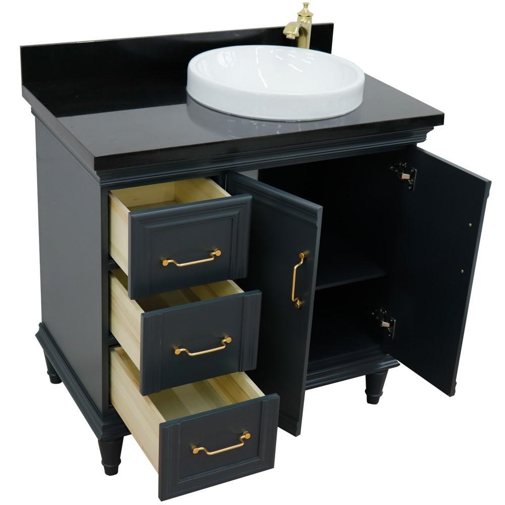 Single vanity in Dark Gray with Black galaxy and round sink. Picture 13