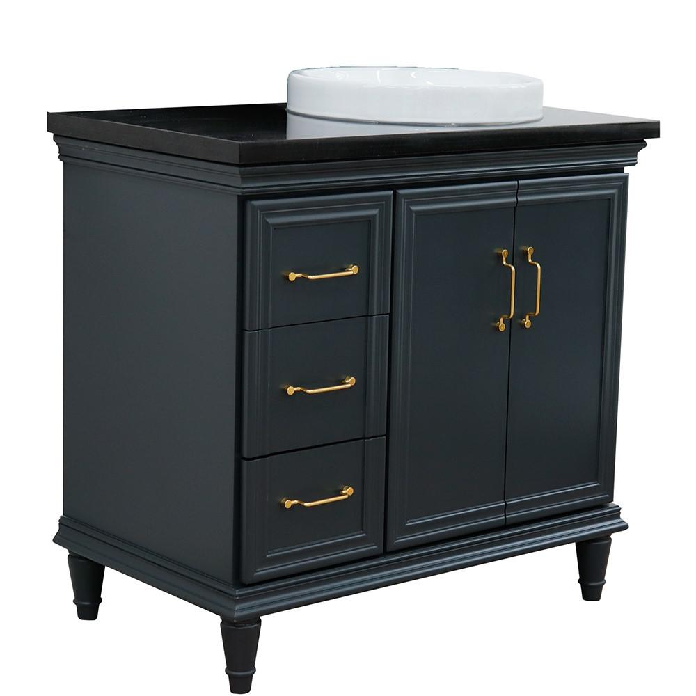 Single vanity in Dark Gray with Black galaxy and round sink. Picture 15