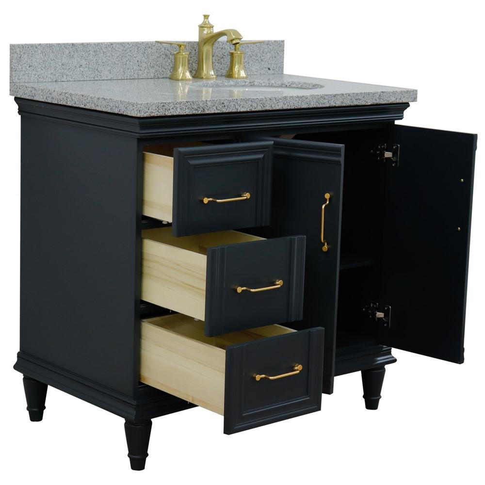 Single vanity in Dark Gray with Gray granite and oval sink. Picture 7