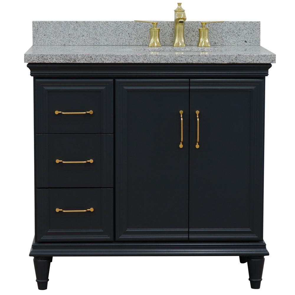Single vanity in Dark Gray with Gray granite and oval sink. Picture 8