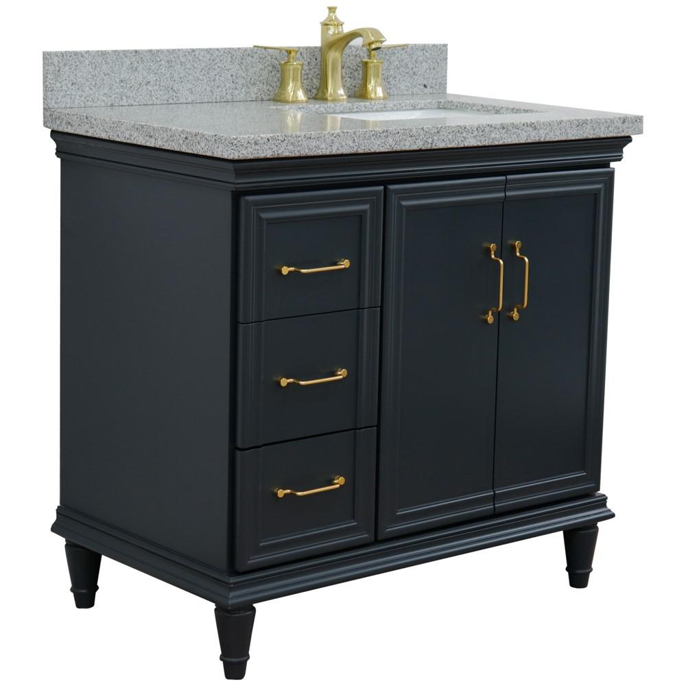 Single vanity in Dark Gray with Gray granite and rectangle sink. Picture 6