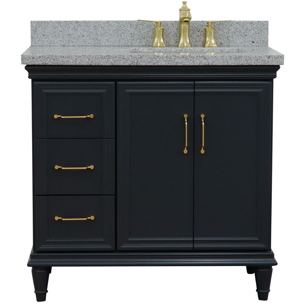 Single vanity in Dark Gray with Gray granite and rectangle sink. Picture 8