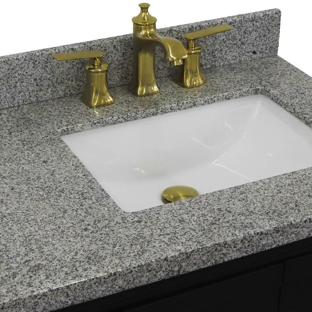 Single vanity in Dark Gray with Gray granite and rectangle sink. Picture 9