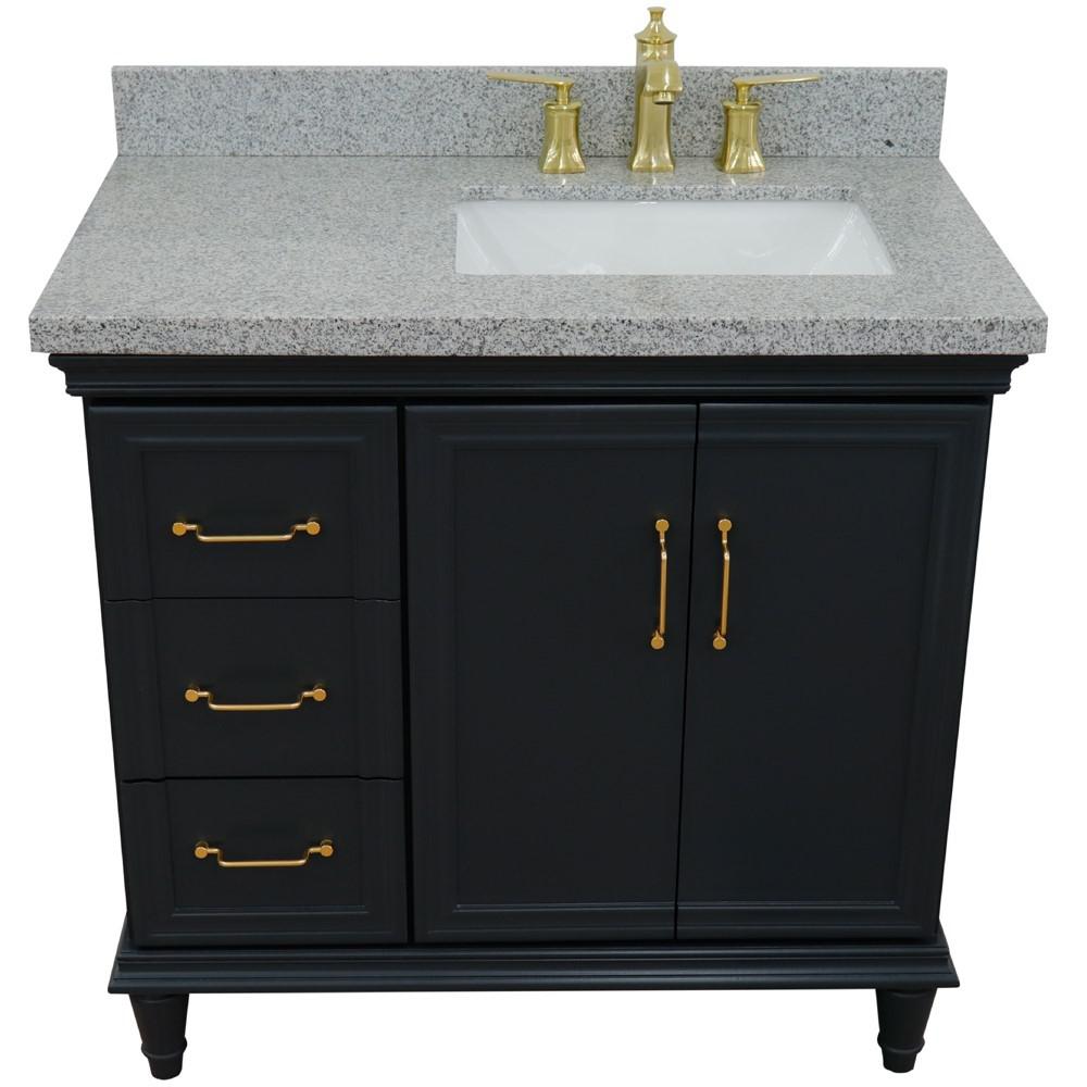 Single vanity in Dark Gray with Gray granite and rectangle sink. Picture 11