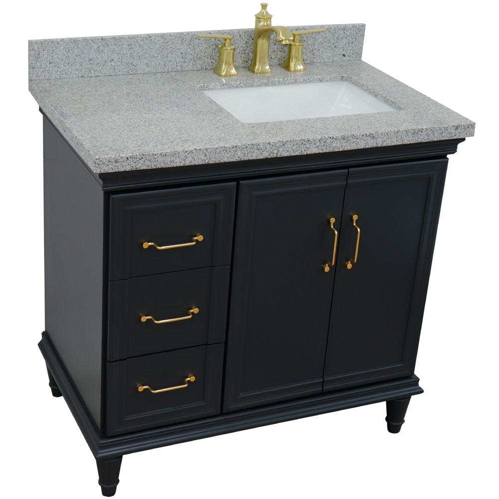 Single vanity in Dark Gray with Gray granite and rectangle sink. Picture 13