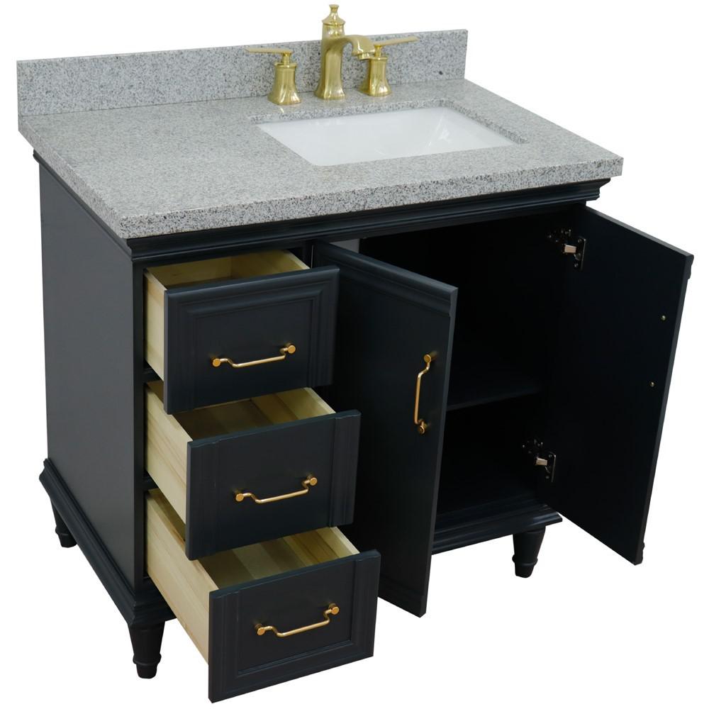 Single vanity in Dark Gray with Gray granite and rectangle sink. Picture 12