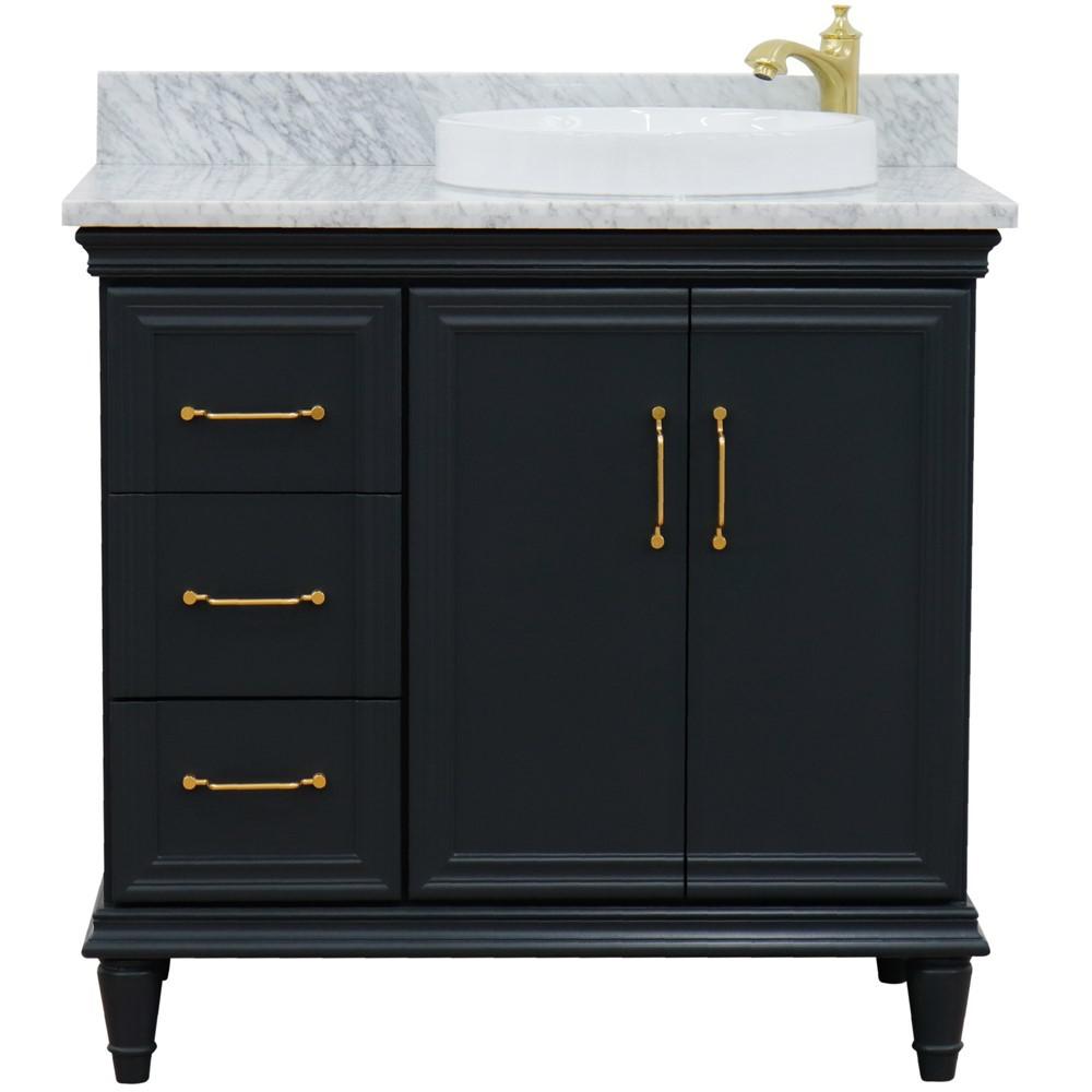 Single vanity in Dark Gray with White Carrara and round sink. Picture 8