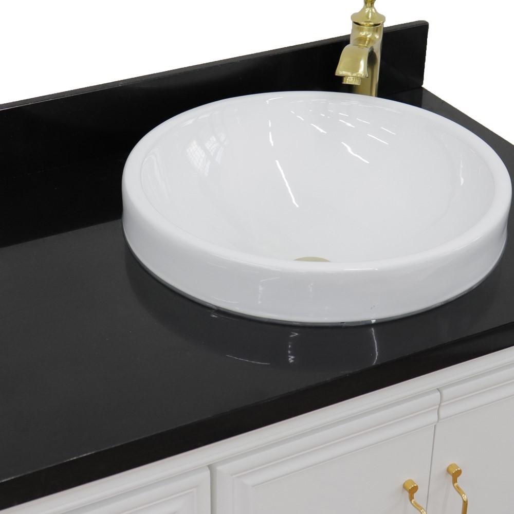 Single vanity in White with Black galaxy and round sink. Picture 8
