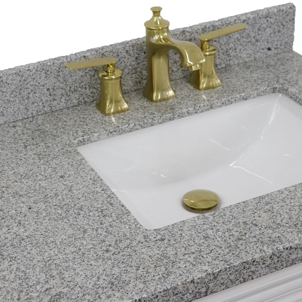Single vanity in White with Gray granite and rectangle sink. Picture 8