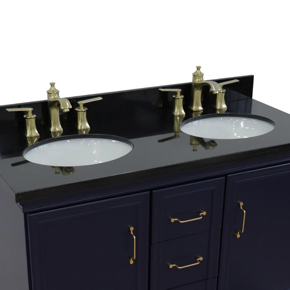 49 Double vanity in Blue finish with Black galaxy and oval sink. Picture 7