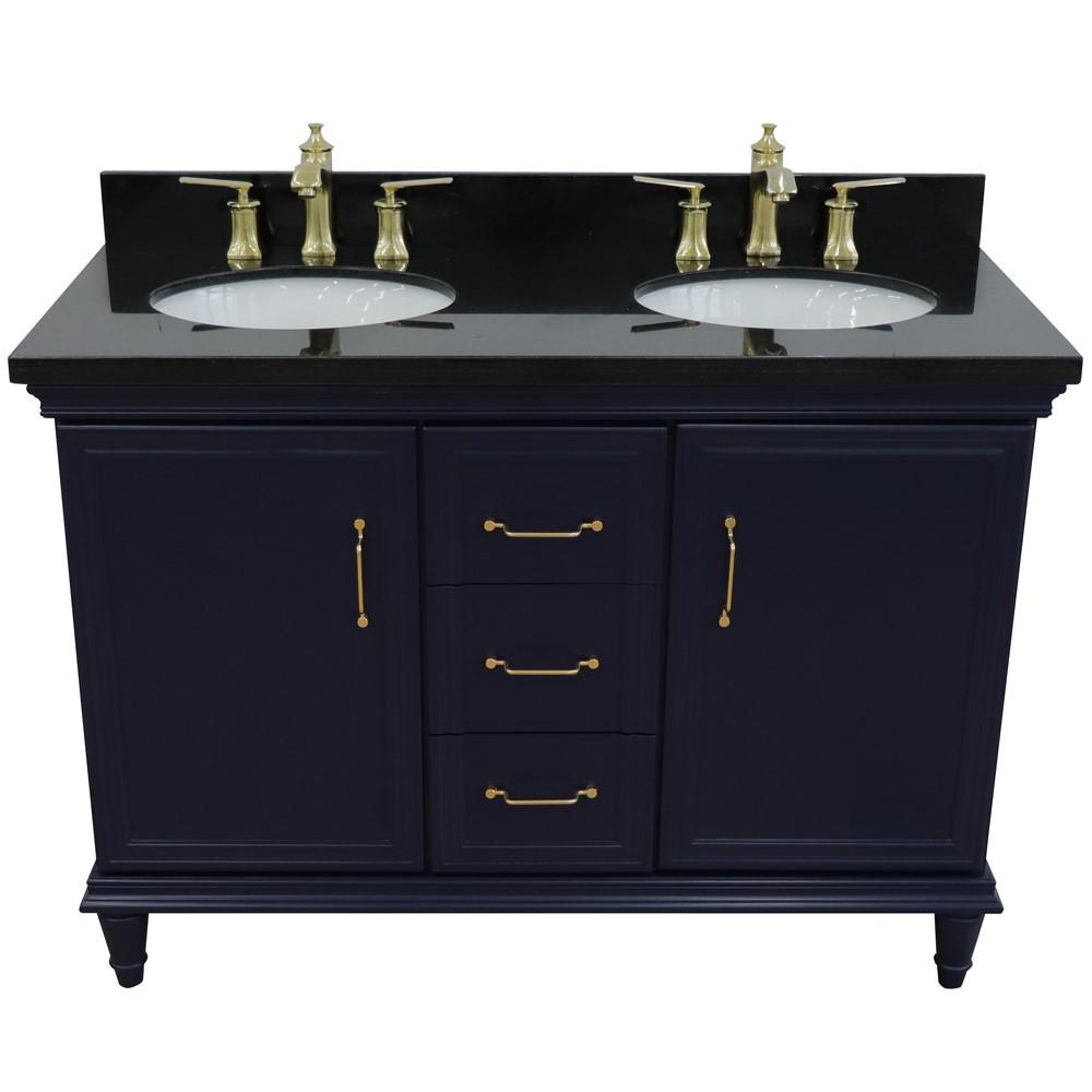49 Double vanity in Blue finish with Black galaxy and oval sink. Picture 9