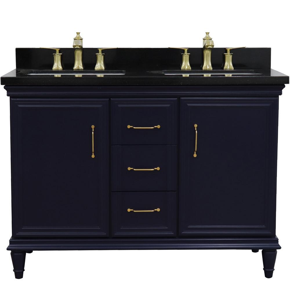 49 Double vanity in Blue finish with Black galaxy and rectangle sink. Picture 6