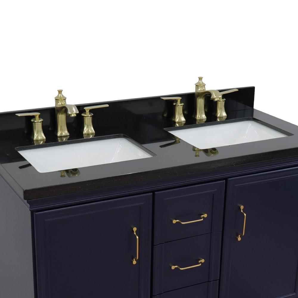 49 Double vanity in Blue finish with Black galaxy and rectangle sink. Picture 7