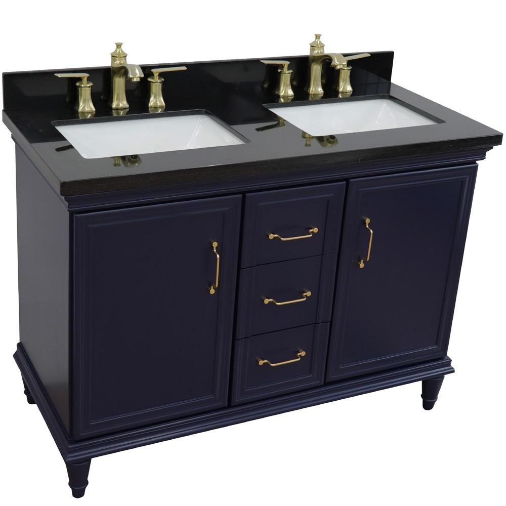 49 Double vanity in Blue finish with Black galaxy and rectangle sink. Picture 10