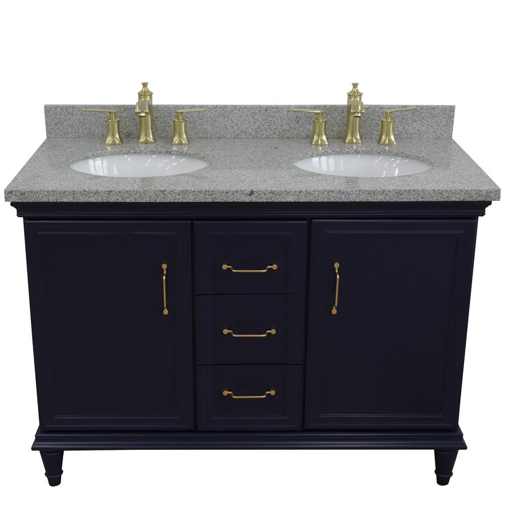 49 Double vanity in Blue finish with Gray granite and oval sink. Picture 8