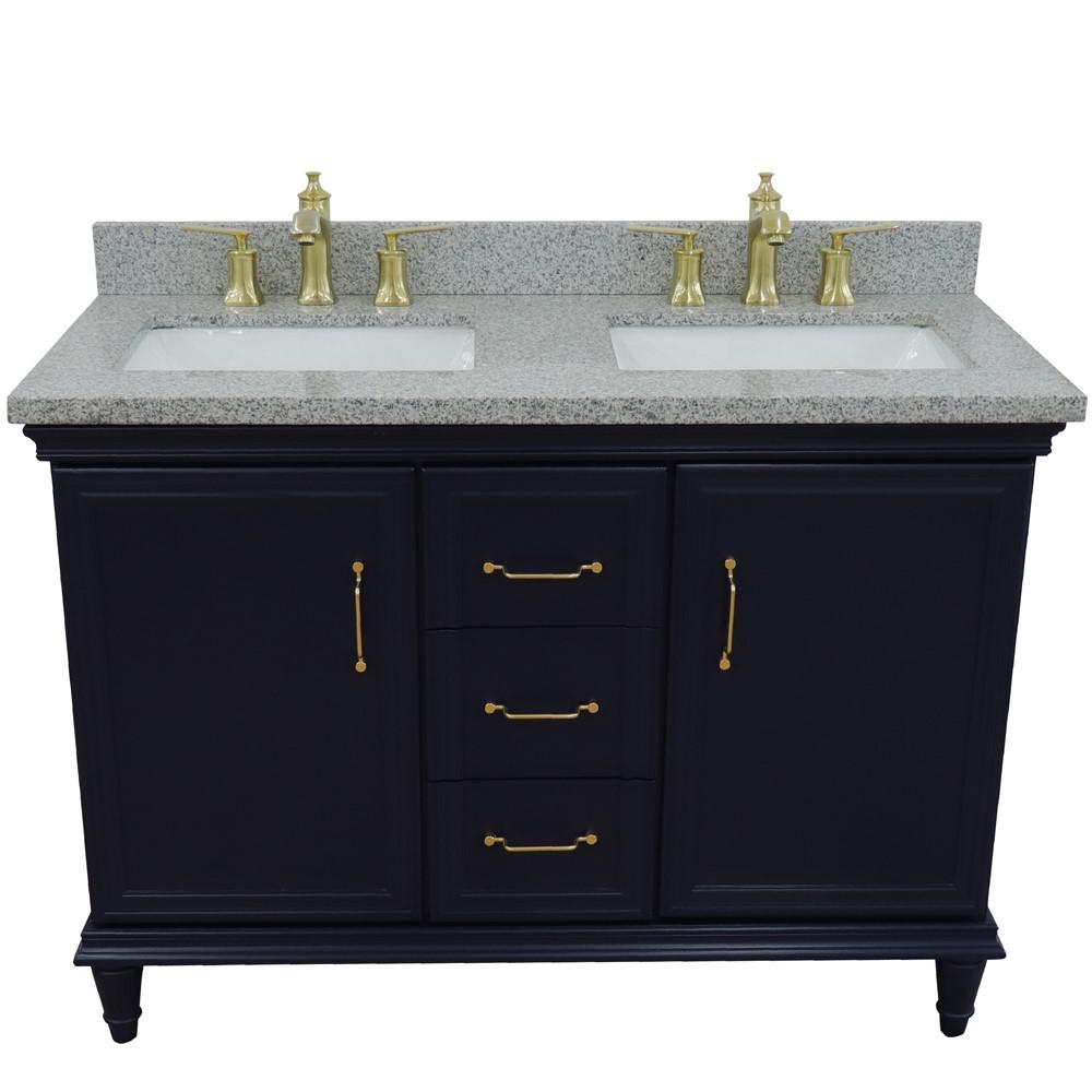 49 Double vanity in Blue finish with Gray granite and rectangle sink. Picture 8