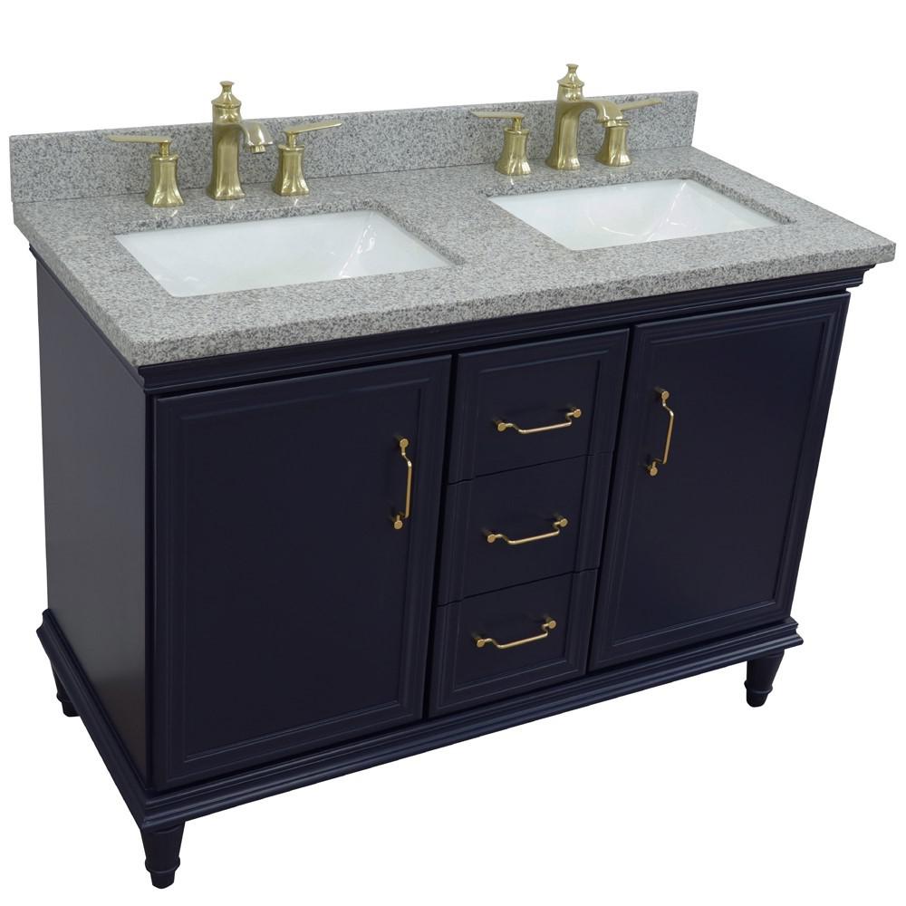 49 Double vanity in Blue finish with Gray granite and rectangle sink. Picture 9