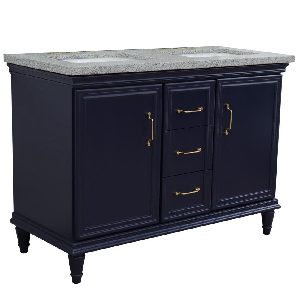 49 Double vanity in Blue finish with Gray granite and rectangle sink. Picture 13