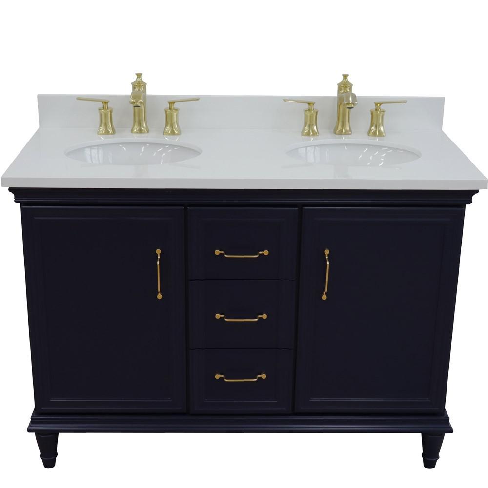 49 Double vanity in Blue finish with White quartz and oval sink. Picture 9