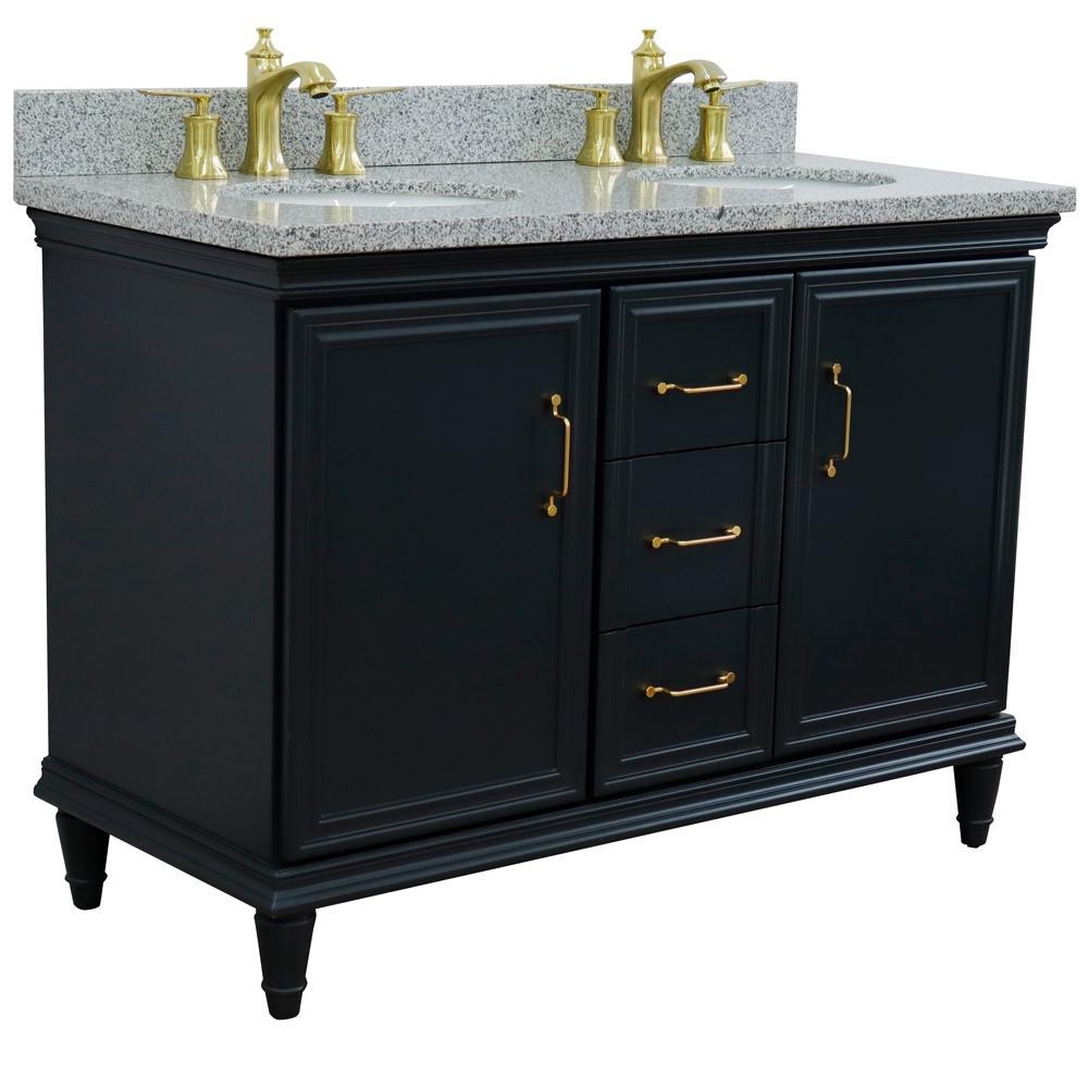 49 Double vanity in Dark Gray finish with Gray granite and oval sink. Picture 4