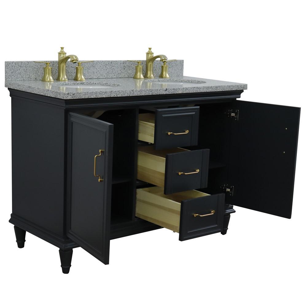 49 Double vanity in Dark Gray finish with Gray granite and oval sink. Picture 5