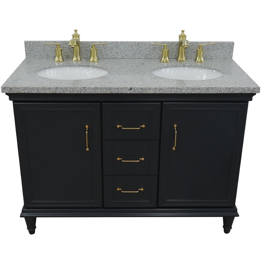 49 Double vanity in Dark Gray finish with Gray granite and oval sink. Picture 8