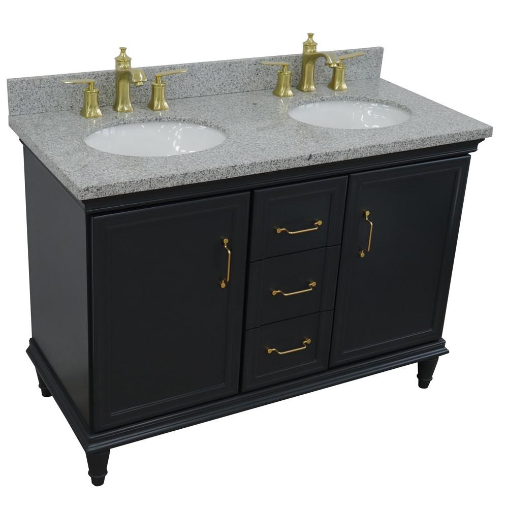 49 Double vanity in Dark Gray finish with Gray granite and oval sink. Picture 9
