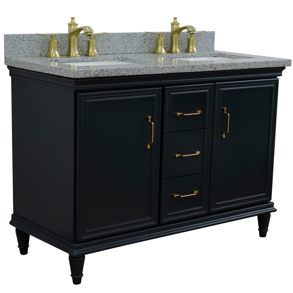 49 Double vanity in Dark Gray finish with Gray granite and rectangle sink. Picture 14