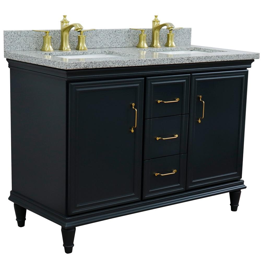 49 Double vanity in Dark Gray finish with Gray granite and rectangle sink. Picture 4