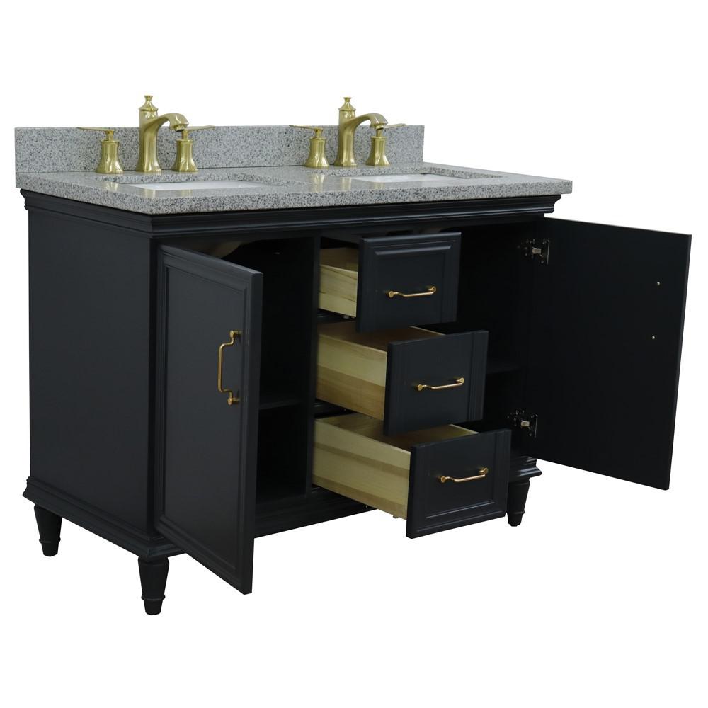 49 Double vanity in Dark Gray finish with Gray granite and rectangle sink. Picture 5