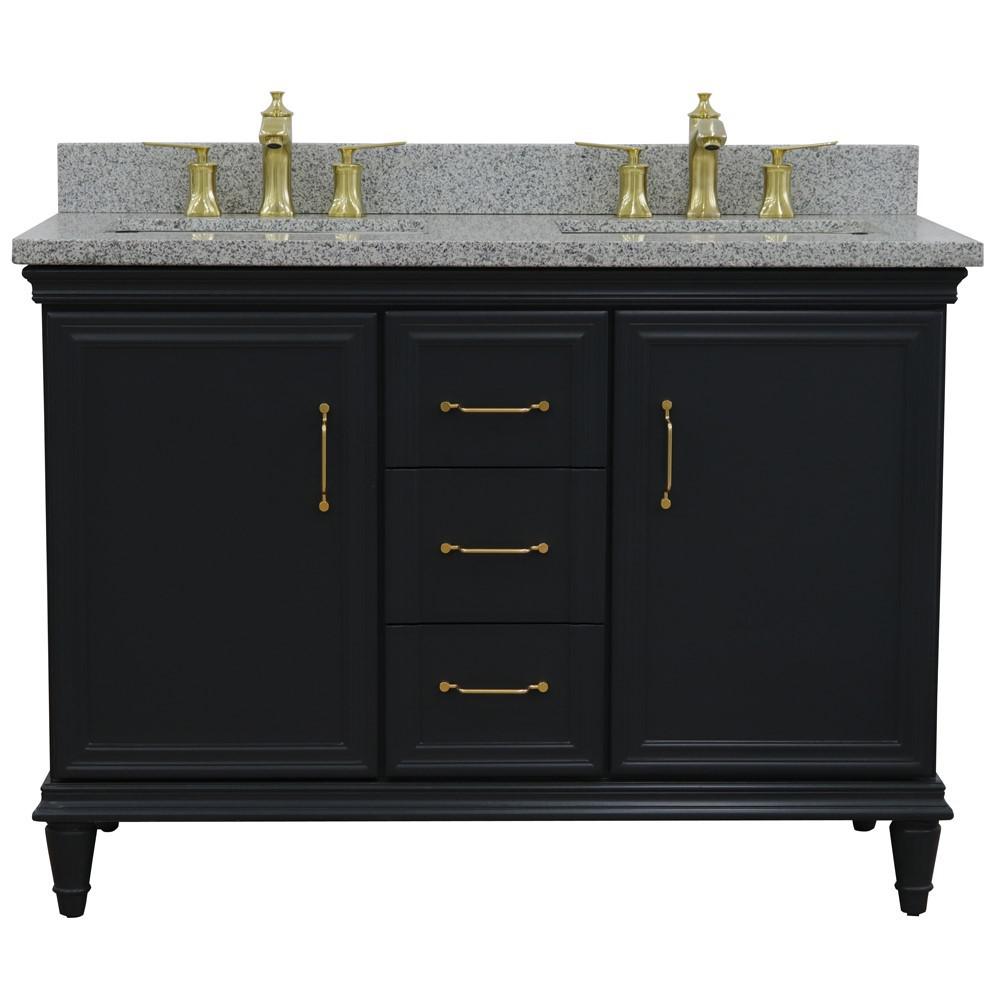 49 Double vanity in Dark Gray finish with Gray granite and rectangle sink. Picture 6