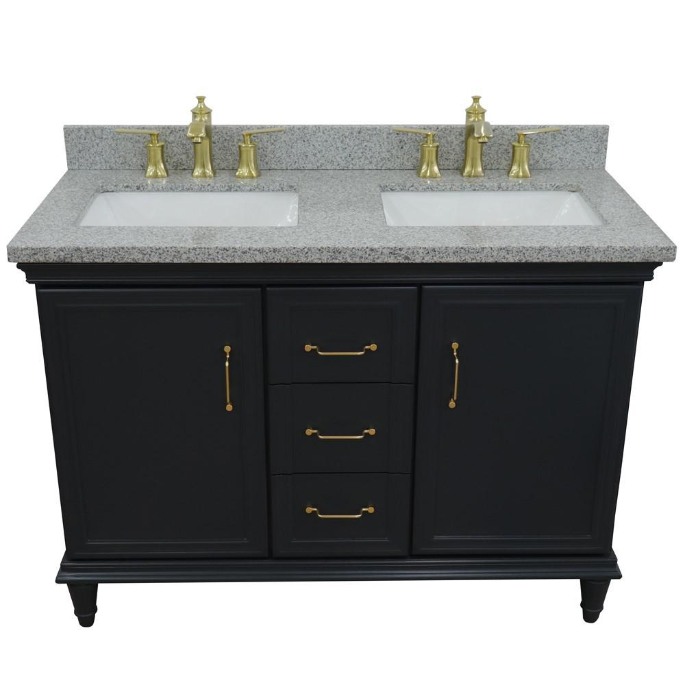 49 Double vanity in Dark Gray finish with Gray granite and rectangle sink. Picture 8