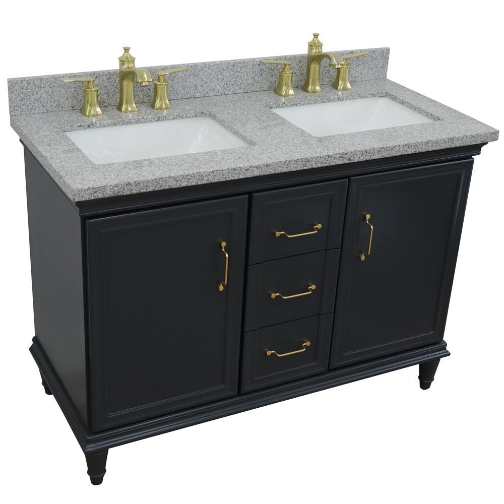 49 Double vanity in Dark Gray finish with Gray granite and rectangle sink. Picture 9