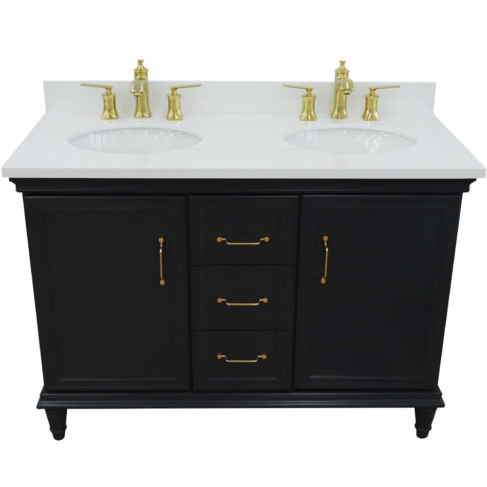 49 Double vanity in Dark Gray finish with White quartz and oval sink. Picture 8