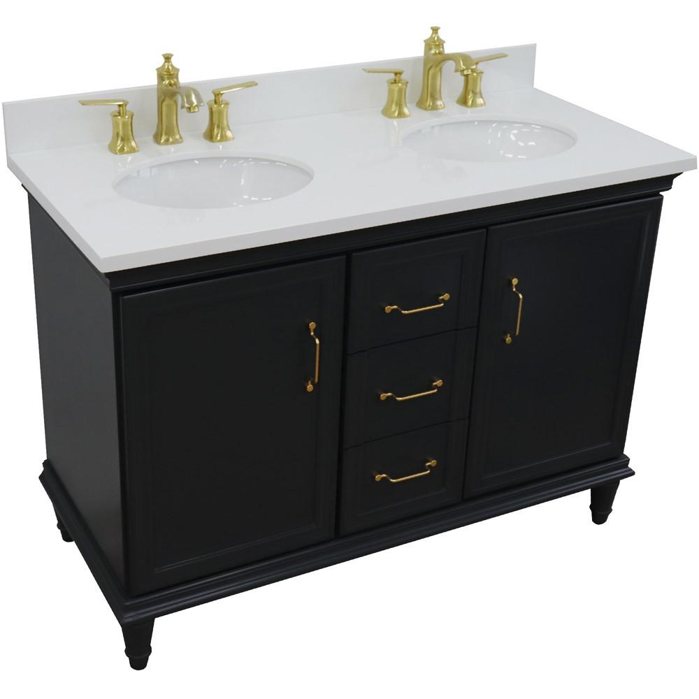 49 Double vanity in Dark Gray finish with White quartz and oval sink. Picture 9