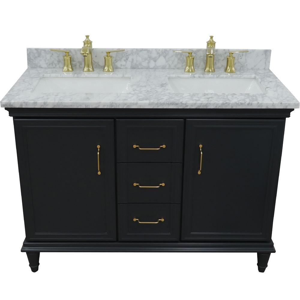 49 Double vanity in Dark Gray finish with White Carrara and rectangle sink. Picture 8