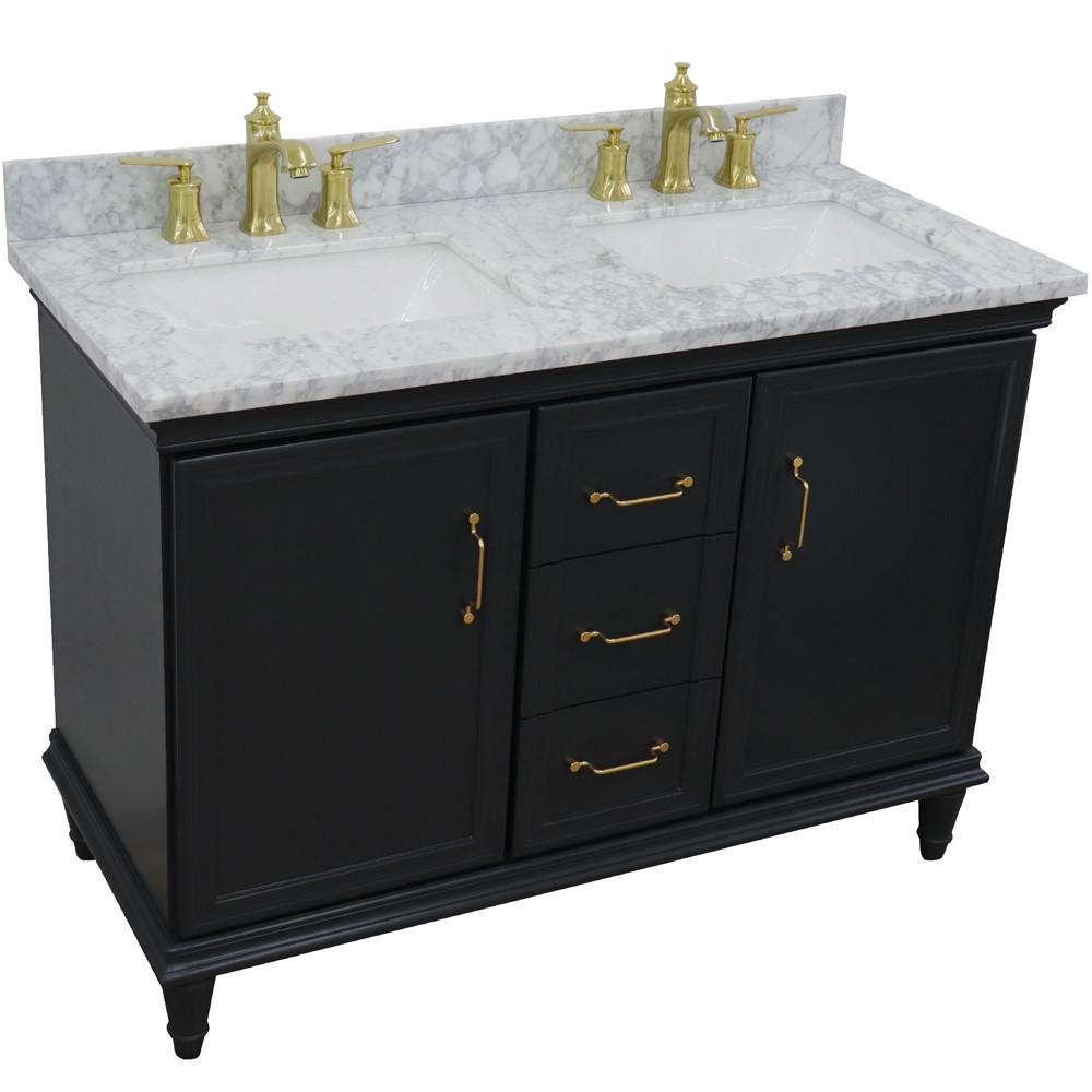 49 Double vanity in Dark Gray finish with White Carrara and rectangle sink. Picture 9