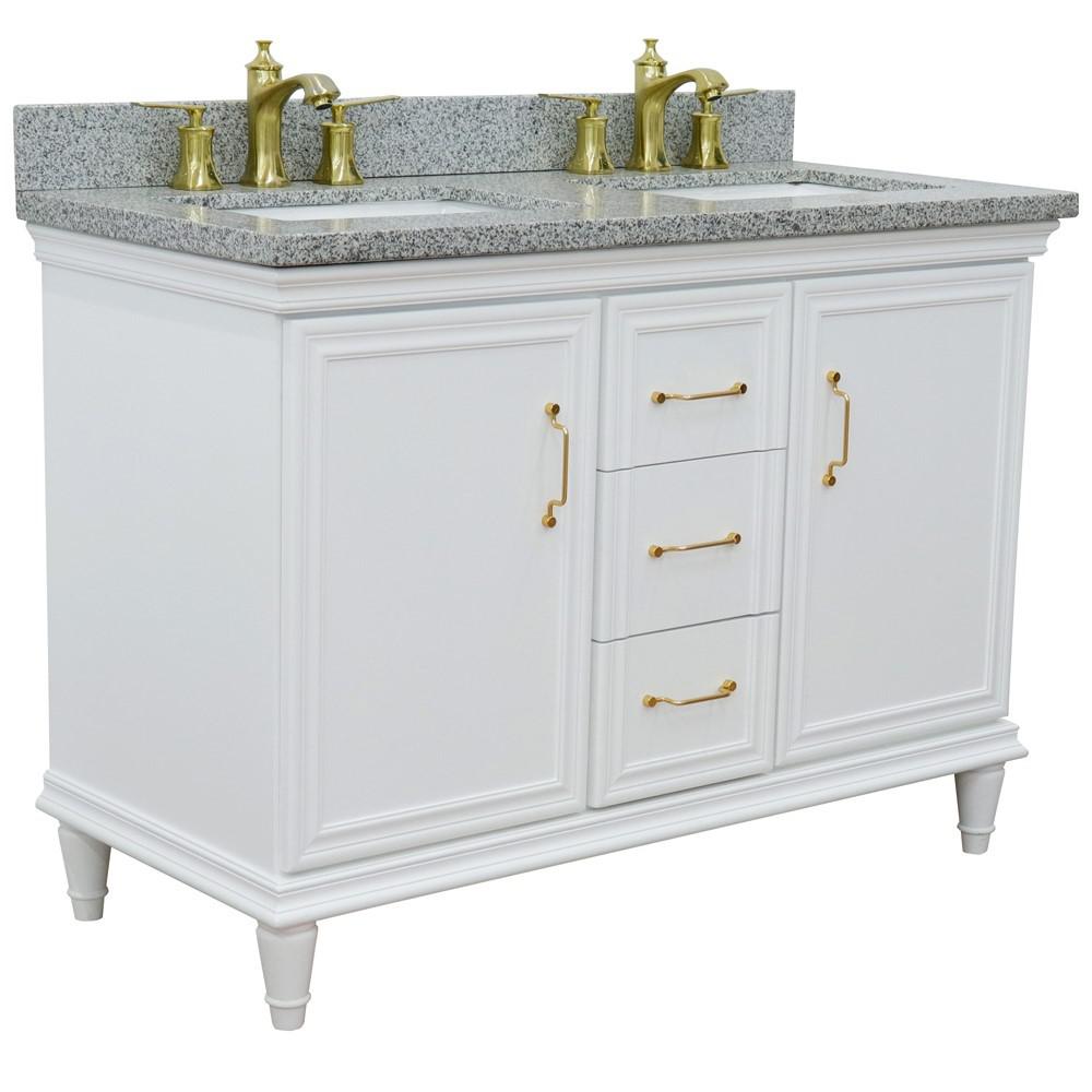 49 Double vanity in White finish with Gray granite and rectangle sink. Picture 4