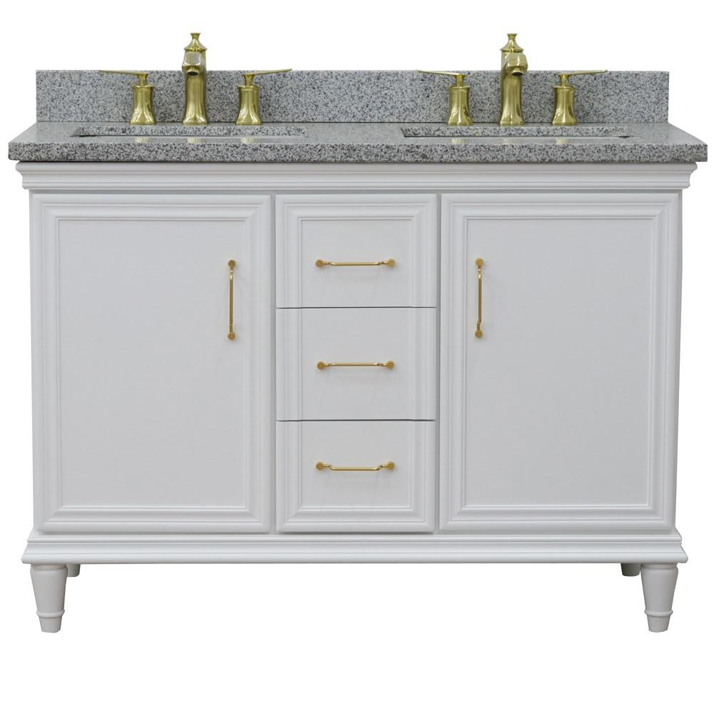 49 Double vanity in White finish with Gray granite and rectangle sink. Picture 6