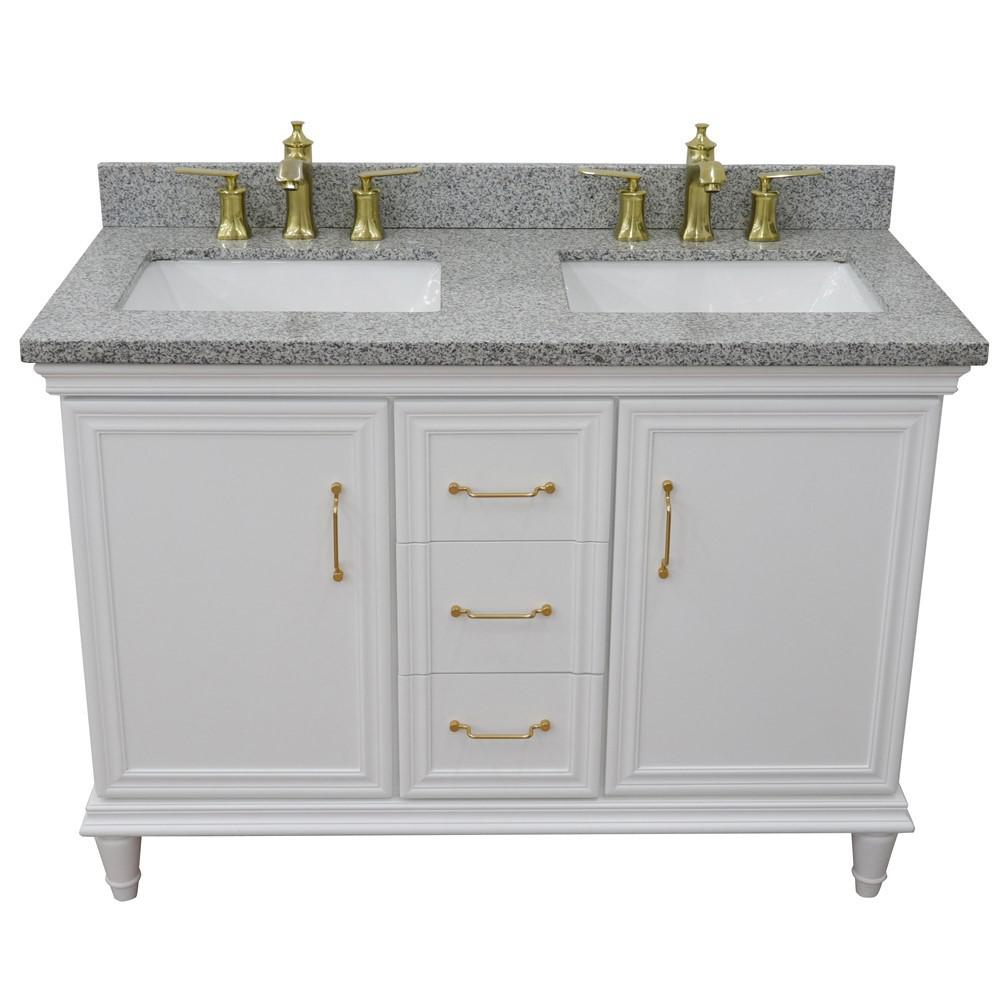 49 Double vanity in White finish with Gray granite and rectangle sink. Picture 8