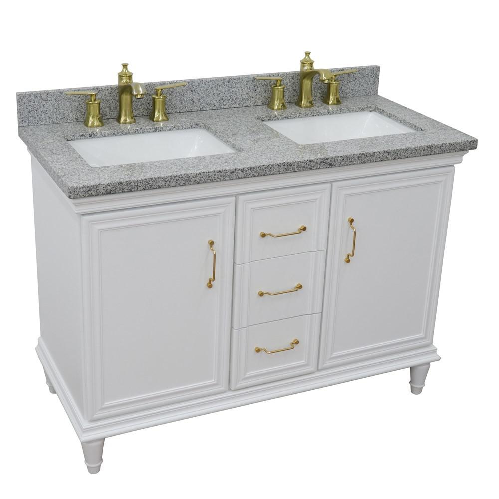 49 Double vanity in White finish with Gray granite and rectangle sink. Picture 9